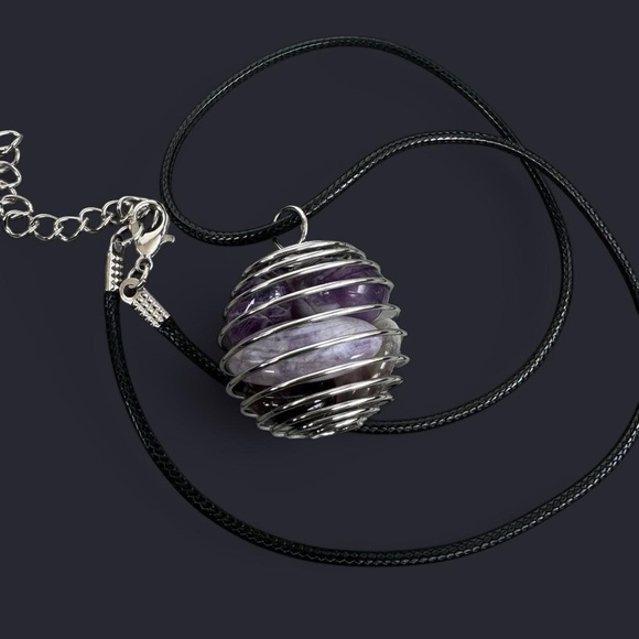 Amethyst Caged Pendant Necklace - Picture 3 of 5